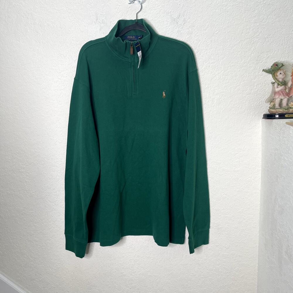 Polo Ralph Lauren Estate Rib Quarter Zip Pullover Men XXL Green Cotton NWT
